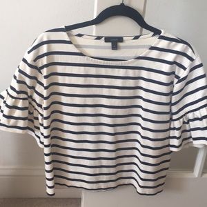 Gorgeous beige and navy blue top